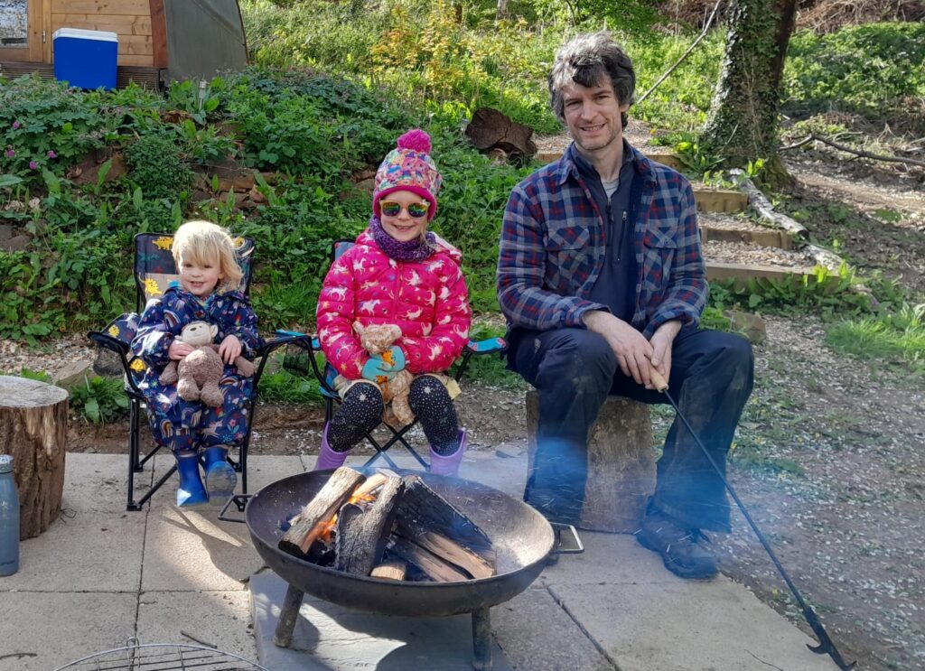 James camping with his children
