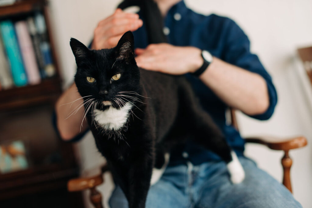 James with family cat, Saga