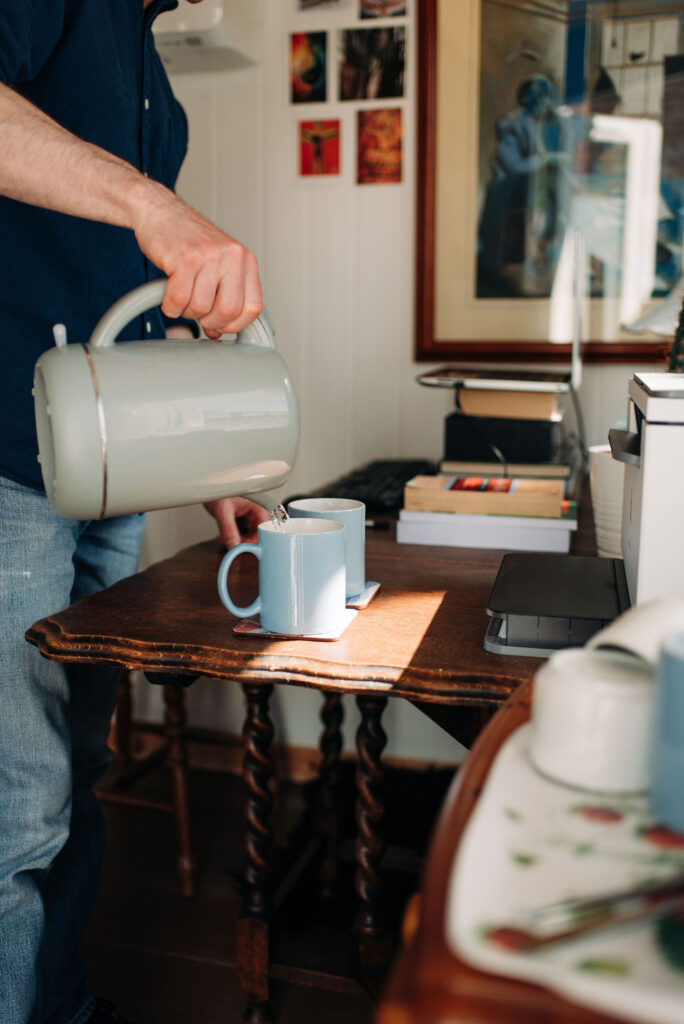 James making tea